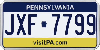 PA license plate JXF7799