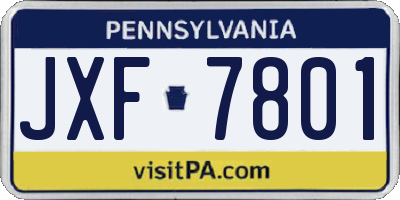 PA license plate JXF7801
