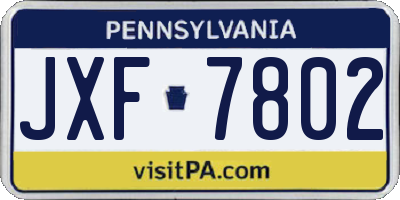 PA license plate JXF7802