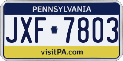 PA license plate JXF7803