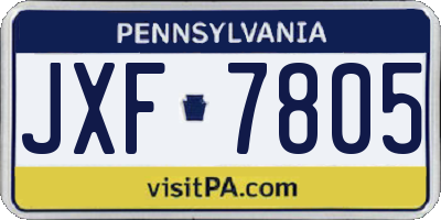PA license plate JXF7805