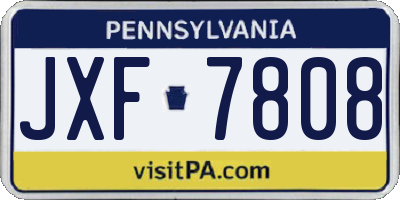 PA license plate JXF7808