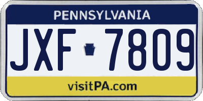 PA license plate JXF7809
