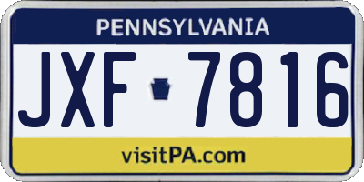 PA license plate JXF7816