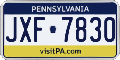 PA license plate JXF7830