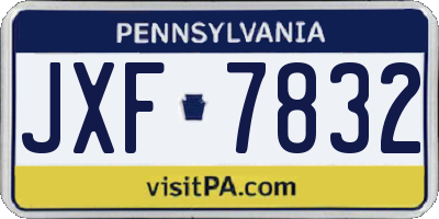 PA license plate JXF7832