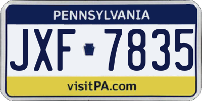PA license plate JXF7835