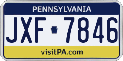 PA license plate JXF7846