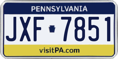 PA license plate JXF7851