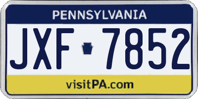 PA license plate JXF7852