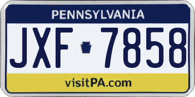 PA license plate JXF7858