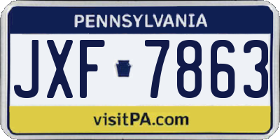 PA license plate JXF7863