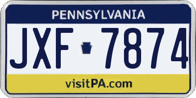 PA license plate JXF7874