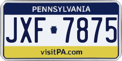 PA license plate JXF7875