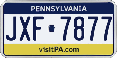 PA license plate JXF7877