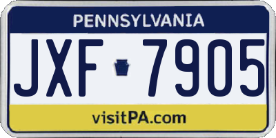 PA license plate JXF7905
