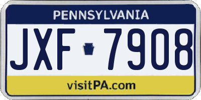 PA license plate JXF7908