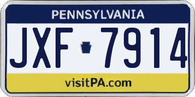 PA license plate JXF7914