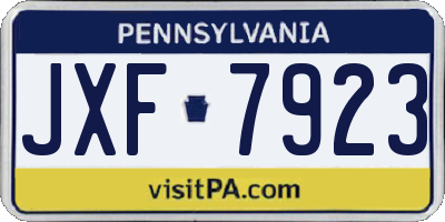PA license plate JXF7923
