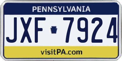 PA license plate JXF7924