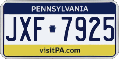 PA license plate JXF7925