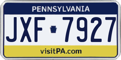 PA license plate JXF7927