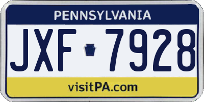 PA license plate JXF7928