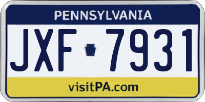 PA license plate JXF7931