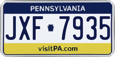 PA license plate JXF7935
