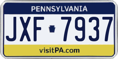 PA license plate JXF7937