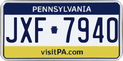 PA license plate JXF7940
