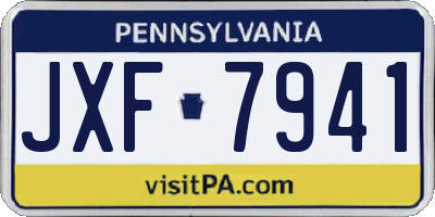 PA license plate JXF7941
