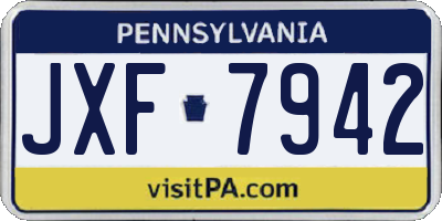PA license plate JXF7942