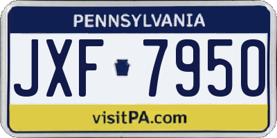 PA license plate JXF7950