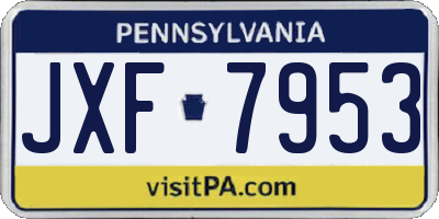 PA license plate JXF7953