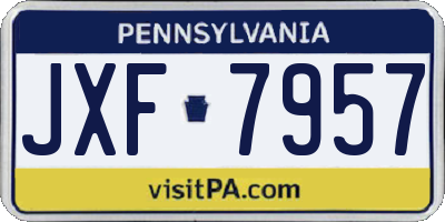 PA license plate JXF7957
