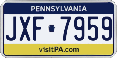 PA license plate JXF7959