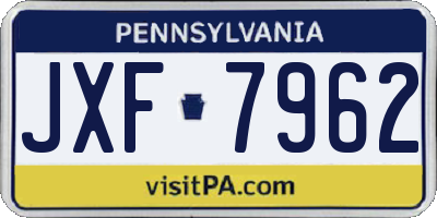 PA license plate JXF7962