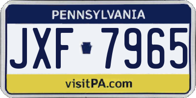 PA license plate JXF7965