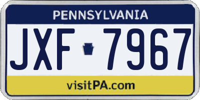PA license plate JXF7967