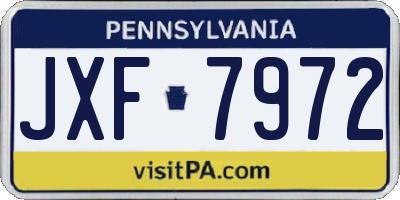 PA license plate JXF7972