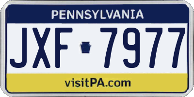 PA license plate JXF7977