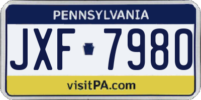 PA license plate JXF7980
