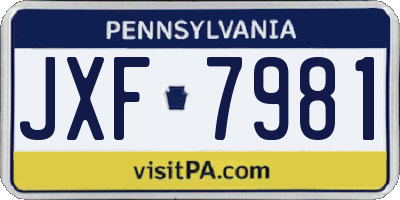 PA license plate JXF7981