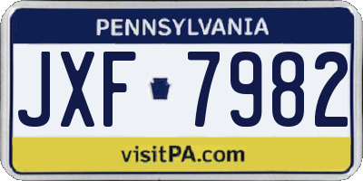 PA license plate JXF7982