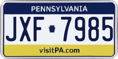 PA license plate JXF7985