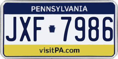 PA license plate JXF7986