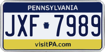 PA license plate JXF7989