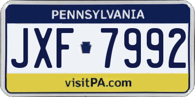 PA license plate JXF7992