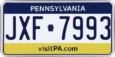 PA license plate JXF7993